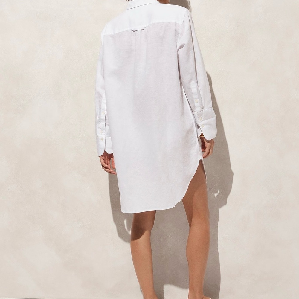 J Crew  white relaxed fit beach shirt dress. Size medium. - Picture 2 of 11